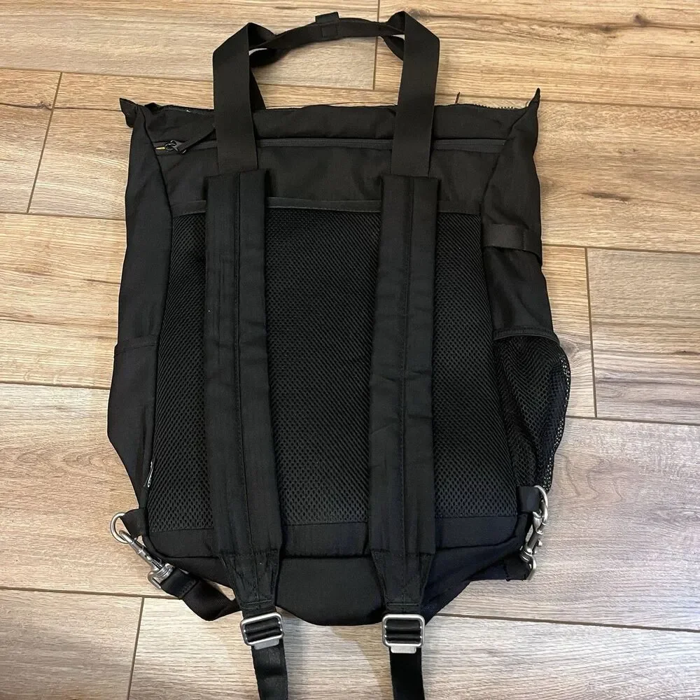 Ikea Varldens Black Backpack Tote Convertible Travel Laptop Bag 17in Zip Top